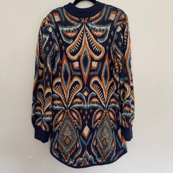 Farm Rio Blue Pineapple Ikat Sweater Dress - Picture 5 of 6